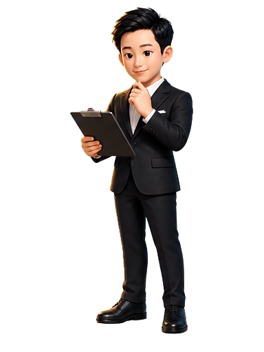 Cartoon figure of Sichao Li reviewing a clipboard